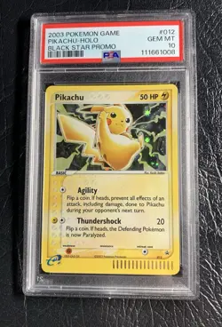 PSA 10 Pikachu HOLO 012 Black Star rare POKEMON Promo 2003 - Image 7
