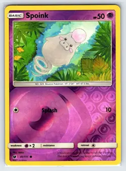 Spoink 41/111 2017 Crimson Invasion Pokemon Card Reverse Holo Common - Nm - Image 1