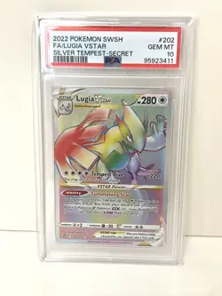 PSA 10 Lugia VSTAR 2022 Silver Tempest 202/195 Secret Rainbow Pokemon Card - Image 1