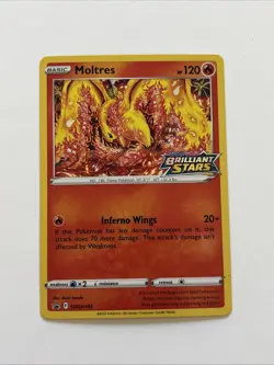 Moltres SWSH185 Stamped Brilliant Stars variant Pokemon TCG NM black star F - Image 3