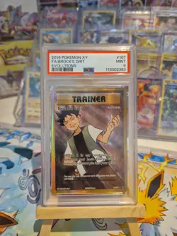PSA 9 2016 Brock's Grit XY Evolutions #107 Full Art Trainer Pokémon TCG Mint - Image 1