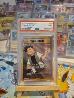 PSA 9 2016 Brock's Grit XY Evolutions #107 Full Art Trainer Pokémon TCG Mint - Image 3