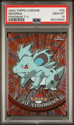 Nidorina #30 - 2000 Pokemon Topps Chrome Pokemon T.V - PSA 10 GEM MINT - Image 2