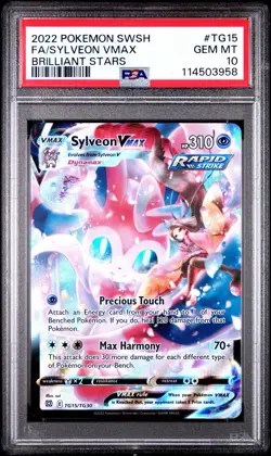 2022 POKEMON SWORD & SHIELD BRILLIANT STARS #TG15 FULL ART/SYLVEON VMAX PSA 10 - Image 1