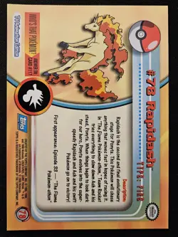 Rapidash #78 Topps Blue Label TV Animation Edition Non Holo Pokémon TCG 1999 NM - Image 4