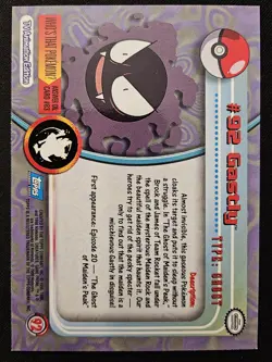 Gastly #92 Topps Blue Label TV Animation Edition Non Holo Pokémon TCG 1999 NM - Image 4