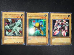Yu-Gi-Oh! Magnet Warrior DOR-E001 / DOR-E002 / DOR-E003 Secret Rare Promo Set LP - Image 1