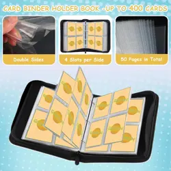 4 Pocket Trading Card Binder, Premium 400 Double Sided Pocket PU Card Collection - Image 5
