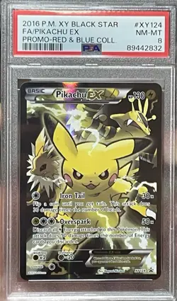 PSA 8 2016 Pokemon XY Black Star Promo #XY124 Pikachu EX Red & Blue Collection - Image 1