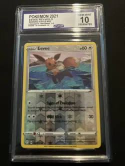 Pokémon TCG Shining Fates Eevee Reverse Holo Card 052/072 CCG Gem Mint 10 - Image 1