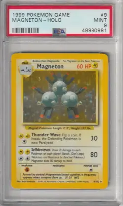 1999 POKEMON BASE SET UNLIMITED #9 MAGNETON-HOLO PSA 9 - Image 1