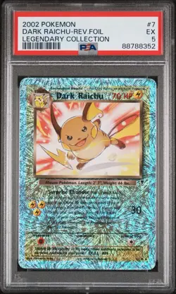 Dark Raichu 7/110 PSA 5 Legendary Collection Reverse Holo Pokemon Card Rev Foil - Image 1