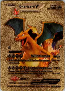 Charizard V Pokémon TCG Gold Foil Fan Art Card LV. 91 HP508 - Image 3