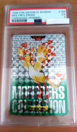 Pokemon Card Japanese Carddass Moltres Green  PSA5 vintage card from Japan - Image 1