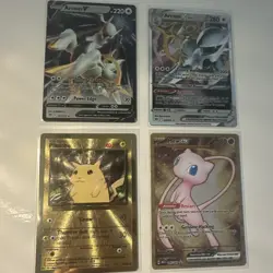 Metal Pokemon Card x4 Bundle - GOLD Pikachu 58/102 - 25th Celebrations UPC 2021 - Image 1