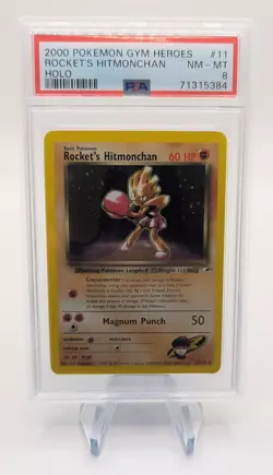 PSA 8 NM-MT Rocket's Hitmonchan 11/132 Holo Rare 2000 Pokemon Gym Heroes - Image 1