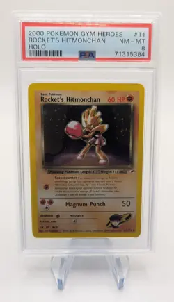 PSA 8 NM-MT Rocket's Hitmonchan 11/132 Holo Rare 2000 Pokemon Gym Heroes - Image 3