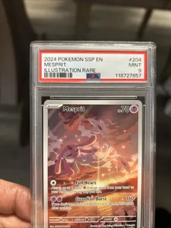 2024 POKEMON SSP EN-SURGING SPARKS ILLUSTRATION RARE #204 MESPRIT PSA 9 - Image 2