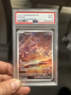 2024 POKEMON SSP EN-SURGING SPARKS ILLUSTRATION RARE #204 MESPRIT PSA 9 - Image 4