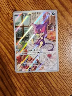 Pokemon TCG NM Purrloin 136/086 Illustration Rare Holo White Flare English - Image 3