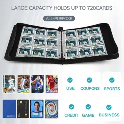 Trading Card Binder with Sleeves 9 Pocket Premium 720 Double Sided Pocket PU Car - Image 3