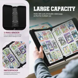 Trading Card Binder with Sleeves 9 Pocket Premium 720 Double Sided Pocket PU Car - Image 4