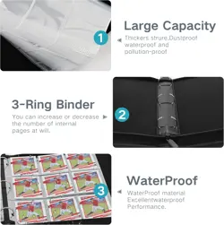 Trading Card Binder with Sleeves 9 Pocket Premium 720 Double Sided Pocket PU Car - Image 5