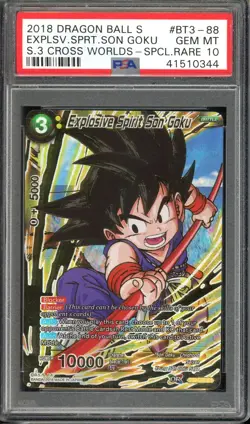 Explosive Spirit Son Goku BT3-088 Special Rare GOLD FOIL Dragon Ball Card PSA 10 - Image 1