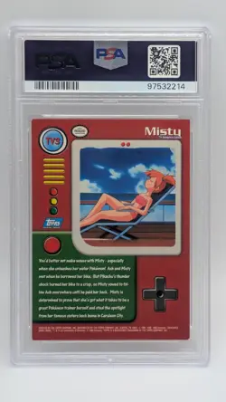 1999 Pokemon Topps Series 1 Character Card Misty #TV3 Blue Logo PSA 7 NM! - Image 2