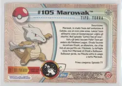 Marowak Italian Topps Pokemon TV Animation Edition Series 2 #105 2000 04qn - Image 2