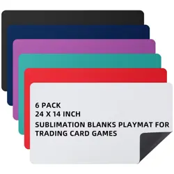 6 Pcs Playing Card Mat Sublimation Blanks Playmat for TCG MTG 24 x 14 Inch Sm... - Image 1