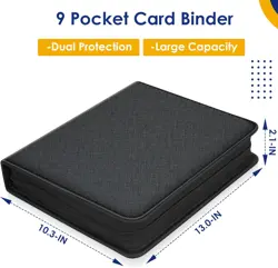 900 Pockets Card Binder, Trading Card Album Display Holder, PU Cover Zip Binder - Image 4