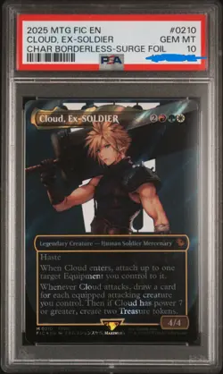 2025 MTG FIC 0210 M Cloud, Ex-SOLDIER BORDERLESS-SURGE FOIL PSA 10 Final Fantasy - Image 1