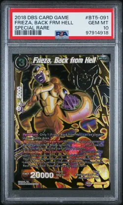 Frieza Back from Hell SPR BT5-091 Foil Destroyer Kings Dragon Ball Card PSA 10 - Image 1