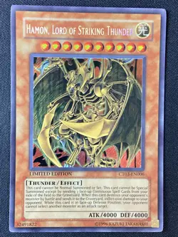 Yugioh #CT03-EN006 Hamon, Lord of Striking Thunder Limited Ed Secret HP (Crease) - Image 1
