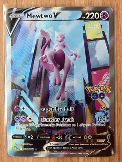 Mewtwo V 72/78 - PokÃ©mon GO - Full Art - Alt Art Ultra Rare Pokemon Card - Image 1