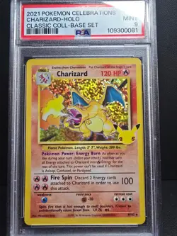 PSA 9 MINT Charizard 4/102 Celebrations Classic Collection Pokemon Card Holo - Image 1