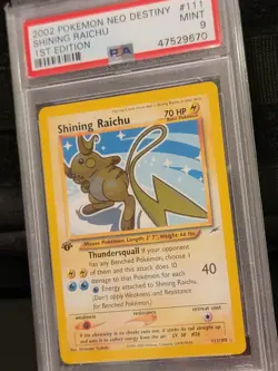 PSA 9 Shining Raichu 111/105 1st Edition Neo Destiny Holo Foil Pokemon Card WOTC - Image 2