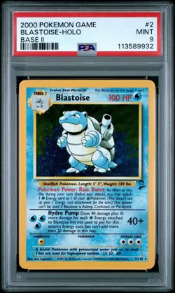 2000 Pokemon Base Set 2 2/130 Blastoise Holo PSA Mint 9 - Image 1