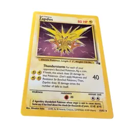 Pokemon Zapdos Trading Card 1999 80 LP/MP Base Set 15/62 LP Fossil - Image 5
