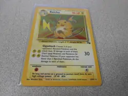 RARE Pokemon Raichu Holo Fossil Set 14/62 1999 Card - Image 1