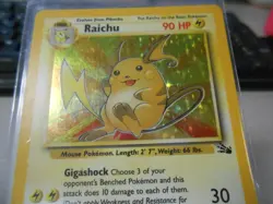 RARE Pokemon Raichu Holo Fossil Set 14/62 1999 Card - Image 5