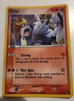 Entei 1/17 Holo Rare Pokemon Card - POP Series 2 MP To HP Condition - Image 2