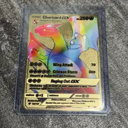 RARE Pokemon Charizard GX Rainbow Gold Metal Card 150/147 - Image 7