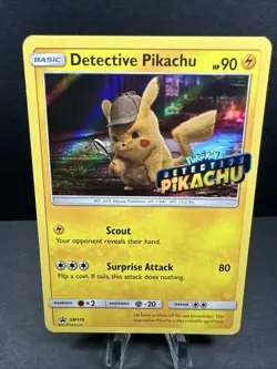 Detective Pikachu SM170 Stamped Holo Card Near Mint Condition Black Star Promo - Image 1
