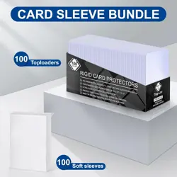 200 Pack Trading Card Sleeves,100 100 Hard Sleeves + 100 Clear Sleeves, - Image 5