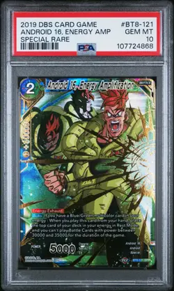 Android 16 Energy Amplification BT8-121 SPR Gold Stamped Dragon Ball Card PSA 10 - Image 1