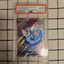 Pokemon Vaporeon V VMAX Premium Coll. Full Alt Art Promo SWSH181 PSA 8 - Image 1