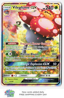 Vileplume GX 4/236 - SM - Cosmic Eclipse Ultra Rare Pokemon Holo 2019 NM - Image 1