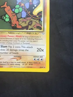 Pokemon Cards: Neo Revelation 1st Edition Rare: Sudowoodo 26/64 - Image 4